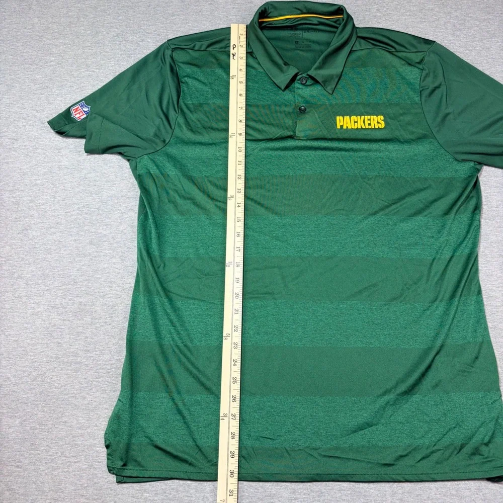 Nike NFL Green Bay Packers Dri-FIT Polo Shirt Mens XL Green Striped Onfield